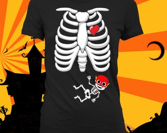 Pregnant Skeleton Shirt (Flash) - Pregnant Halloween Costume, Skeleton Shirt, Halloween Pregnancy Announcement, ot a maternity shirt-CCB-239