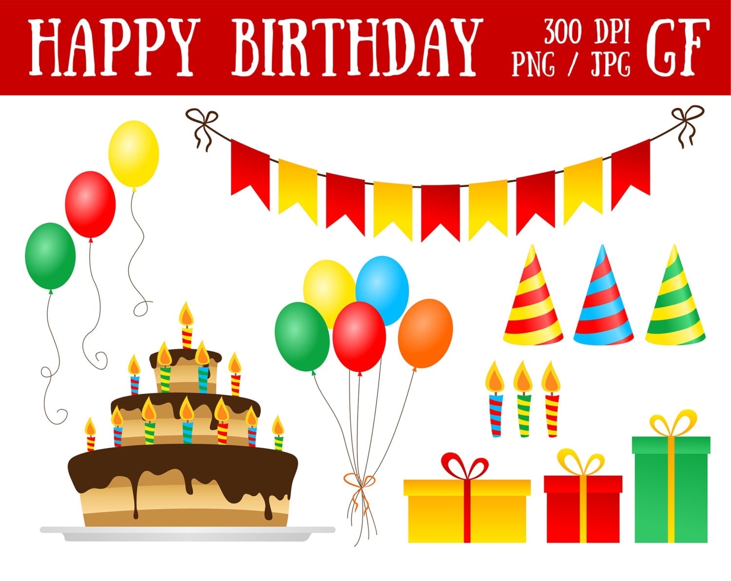 Happy Birthday Clipart Holiday Digital Clip Art Birthday