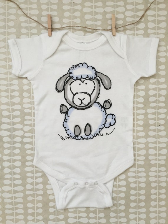 White Lucy Sheep Baby Onesie by PaperCowClothing on Etsy
