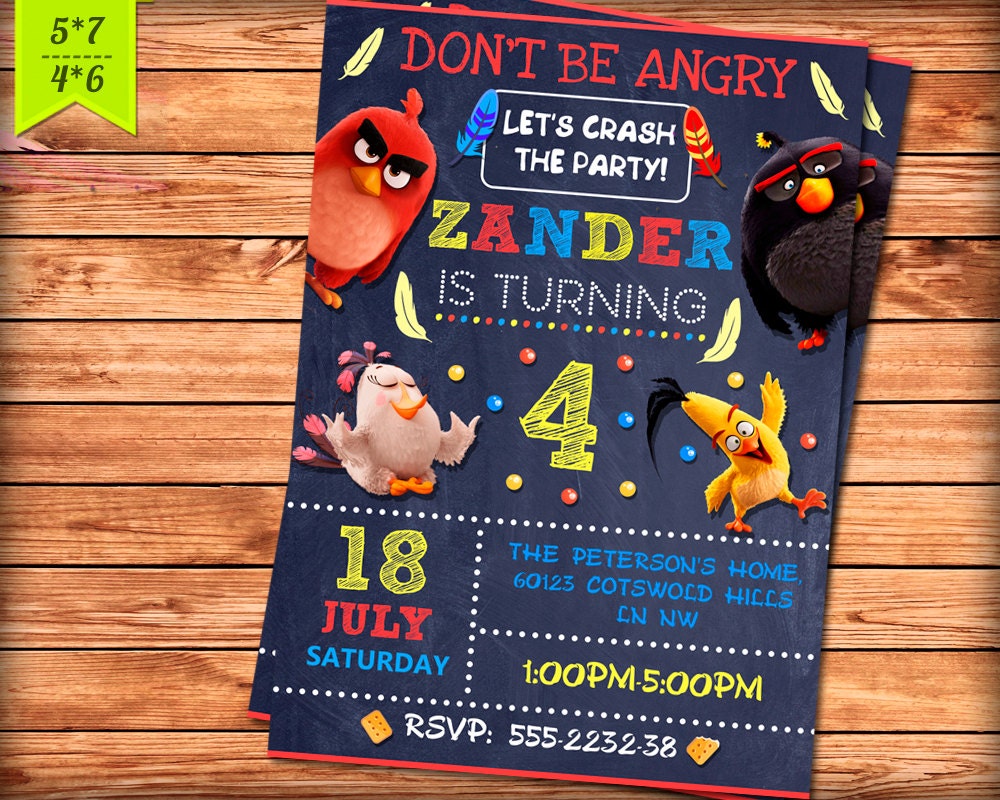 Angry Birds Invitation Printable Angry Birds Party Digital