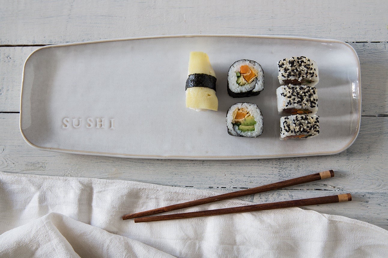Ceramic sushi tray serving tray sushi platter white tray