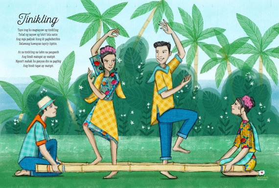 Tinikling Folk Dance Children's Art Filipino by GunitaDesigns