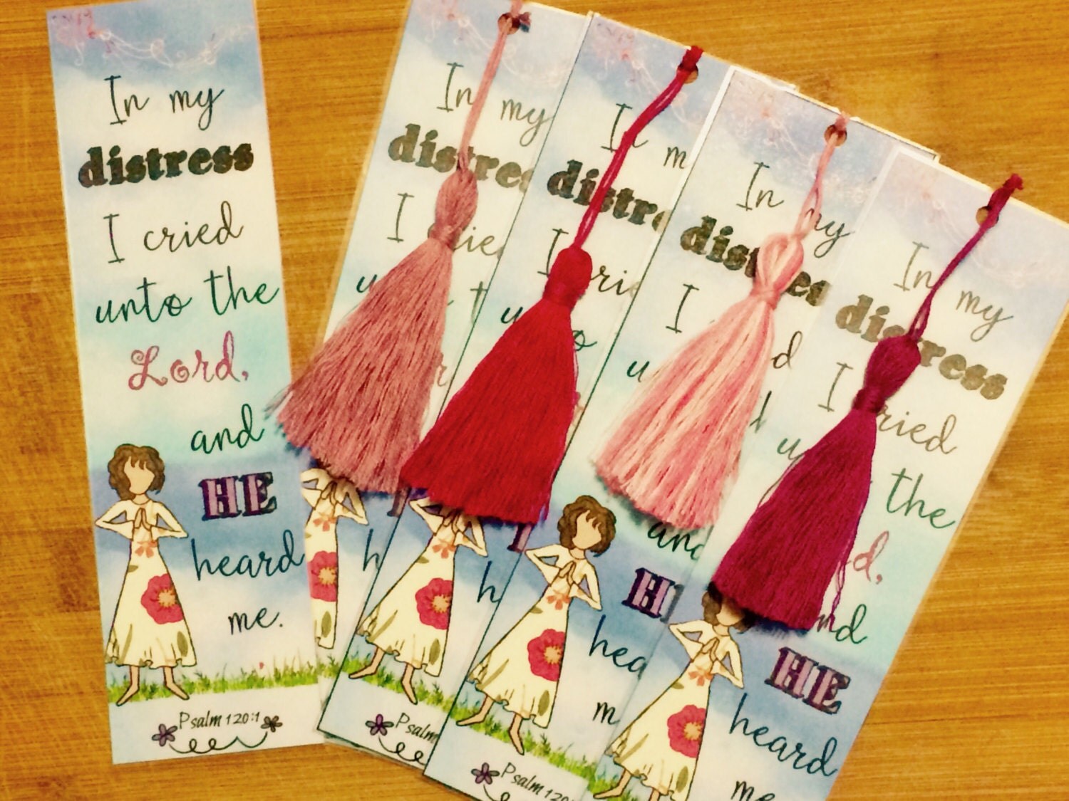 Bible Verse Bookmark Psalm 1201 handmade WITH tassel