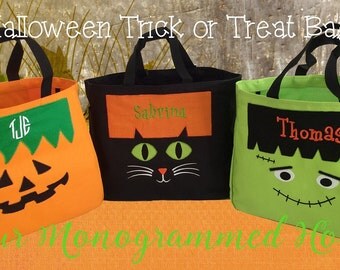 Halloween Sale. Personalized Halloween Tote Bags. Personalize Halloween Bag. Monogrammed Halloween Bag.