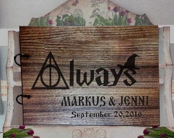 Harry Potter Guest Book Rustic Wedding Guest Book Wood Always