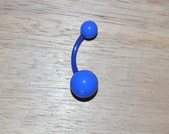 Blue Acrylic Balls Flexible PTFE Belly Button Ring Navel Body Piercing Jewelry