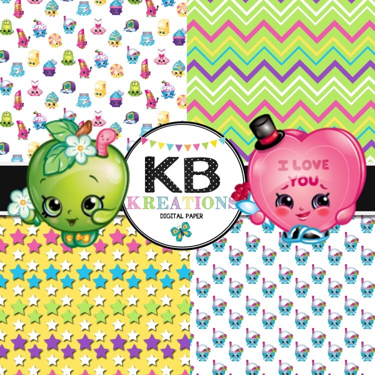 SHOPKINS Digital Paper Pack 30 Papers 200 by KBKreations209