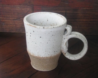 White Freckle Mug - Handmade Pottery Mug, 12 oz Great for coffee or tea WORKBYDAN