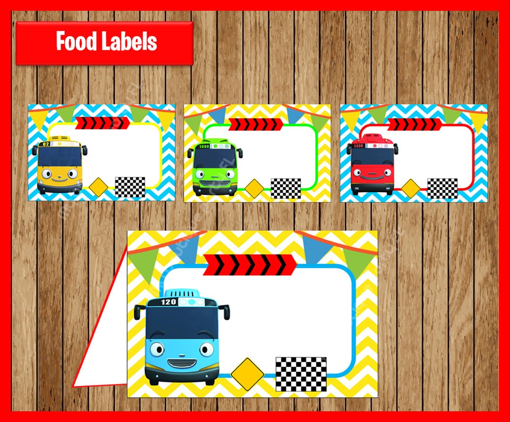  Tayo  the Little Bus Food Tent Cards instant download