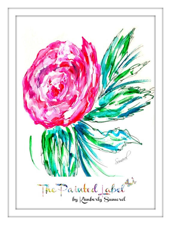 Floral Art Print Flower Art Flower Wall Art by ThePaintedLabel