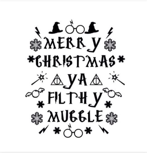 Muggle christmas xmas iron on decal merry christmas you filthy