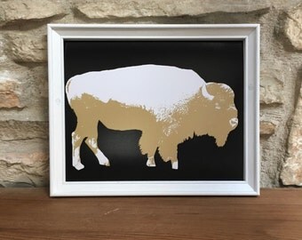 Colorado Buffaloes Print: University of Colorado, Boulder, Buffalo, Bison, Black, Gold, Mascot, College Football, Ralph the Buffalo