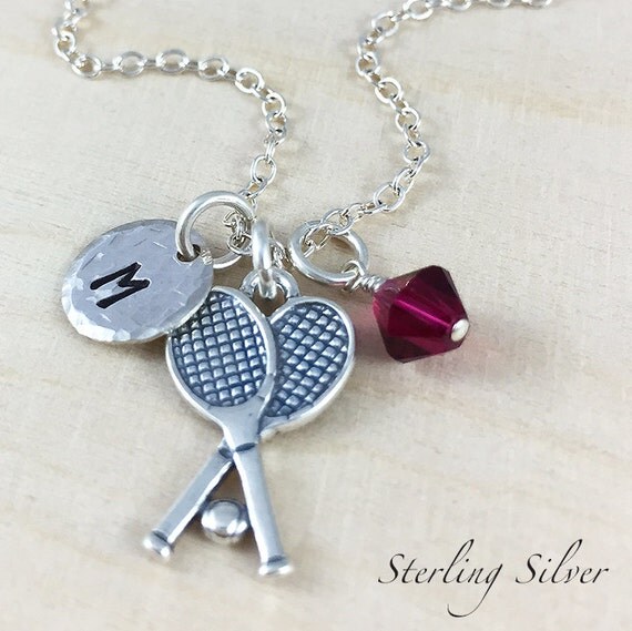 Items similar to Sterling Silver Tennis Charm Necklace, Personalized
