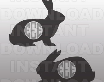 Bunny SVG File,Bunny Monogram SVG File-Cutting Template-Vector Clip Art for Commercial & Personal Use-Cricut,Cameo,Silhouette,Cut File