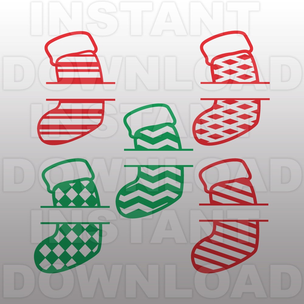 Download Christmas Stockings SVG File-Split Monogram SVG-Winter SVG-Die