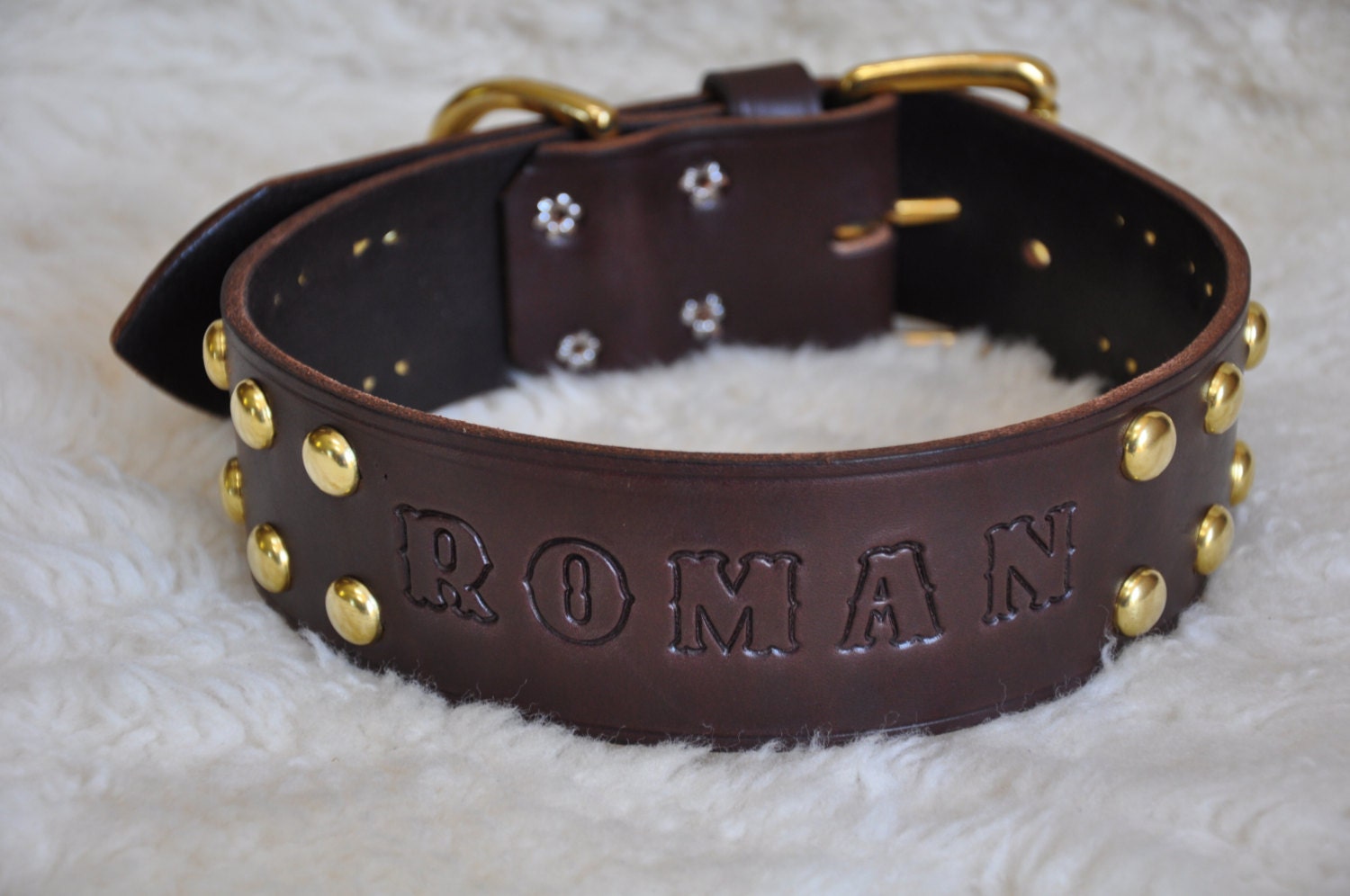 Custom Made Leather Dog Collar 2 inches Wide with Free