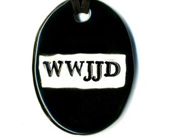 WWJJD Ceramic Necklace in Black