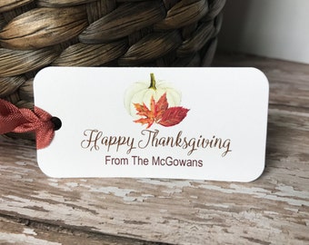 Personalized Thanksgiving Tags, Give Thanks Tags, Personalized Tags, Happy Thanksgiving Tags, Gift Tags, Personalized - Set of 10