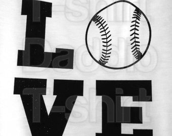 DIY Baseball Softball LOVE Black Glitter Vinyl Iron-On Applique