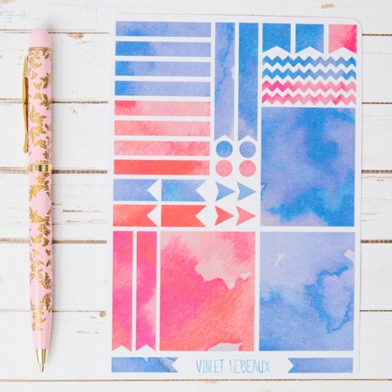July Watercolor Flags Erin Condren Sized GLOSS by VioletLeBeaux