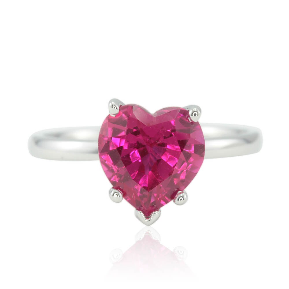 Heart Shaped Ring 9mm Heart cut Lab Pink Sapphire Ring with