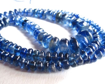 High End Kyanite - Graduated Smooth polished rondelles - 7 inch half strand