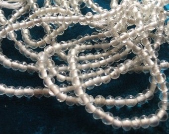 Vintage Glass Beads (80) (4mm) Handmade Japanese White Core Glass Beads