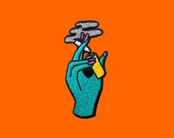 smoking joint hand | Iron on embroidered patch