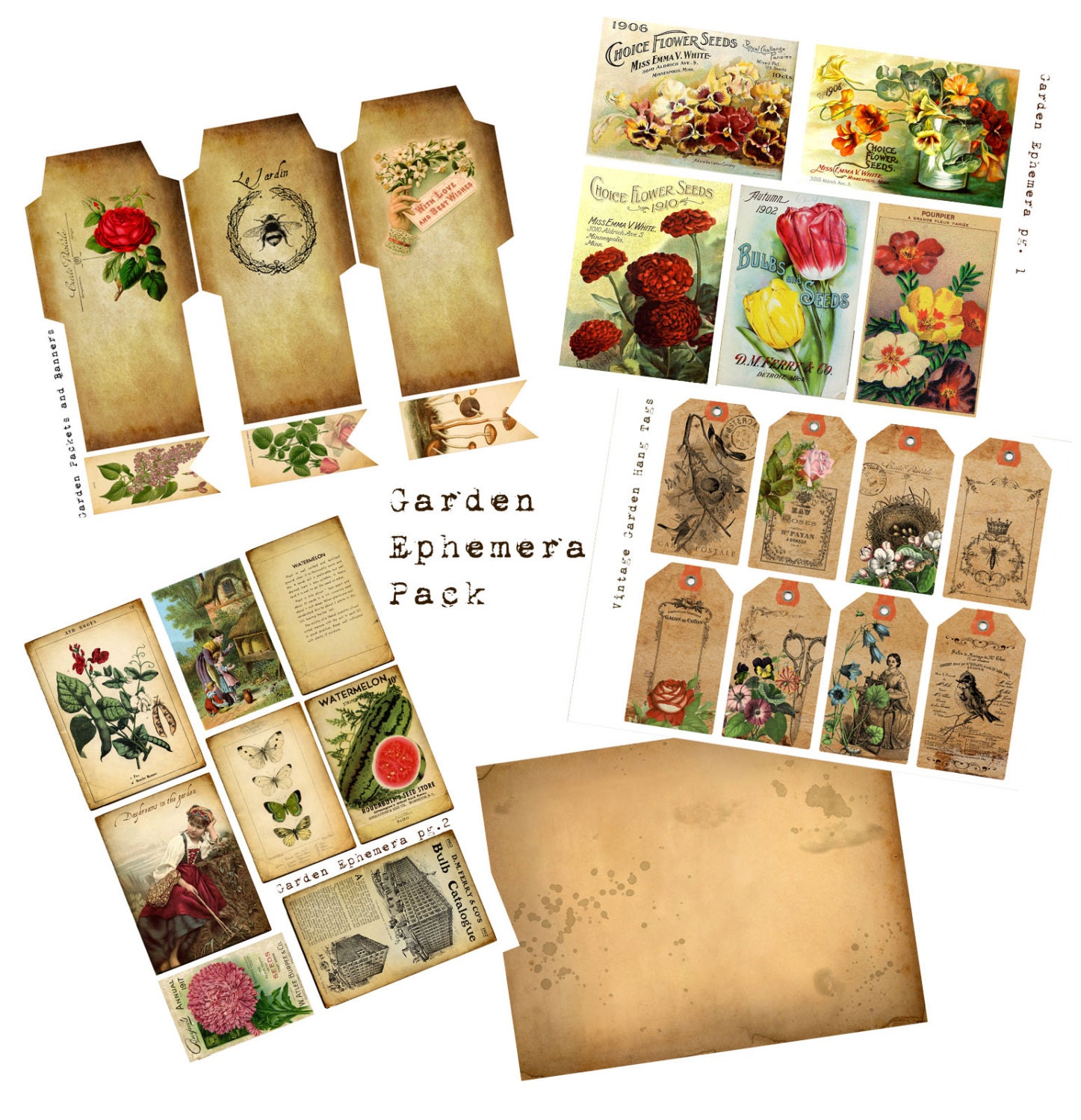 Download Digital Vintage Journal Ephemera Kit In the Garden Perfect