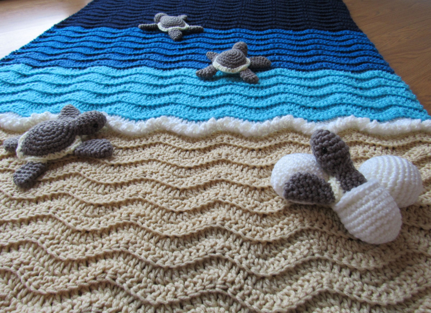 Custom Crochet Sea Turtle Beach Baby Blanket