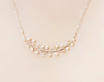 Delicate Bridesmaid Freshwater Pearl Branch Necklace