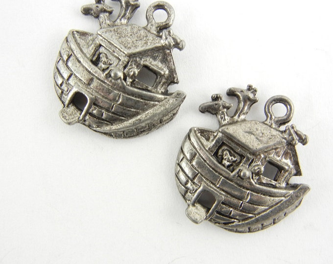 Set of 2 Ark Charms Silver-tone Pewter