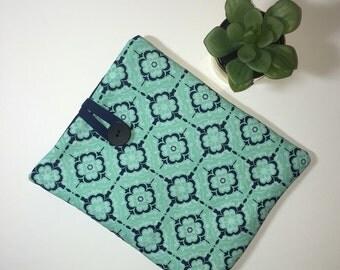 iPad Case, iPad Cover, Tablet Case, Aqua and Navy iPad Case, Fabric iPad Case, Gift Idea