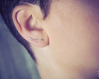Gold Filled Hammered Ear Climber - Minimalist- Textured- handmade wire jewelry by cristysjewelry on esty