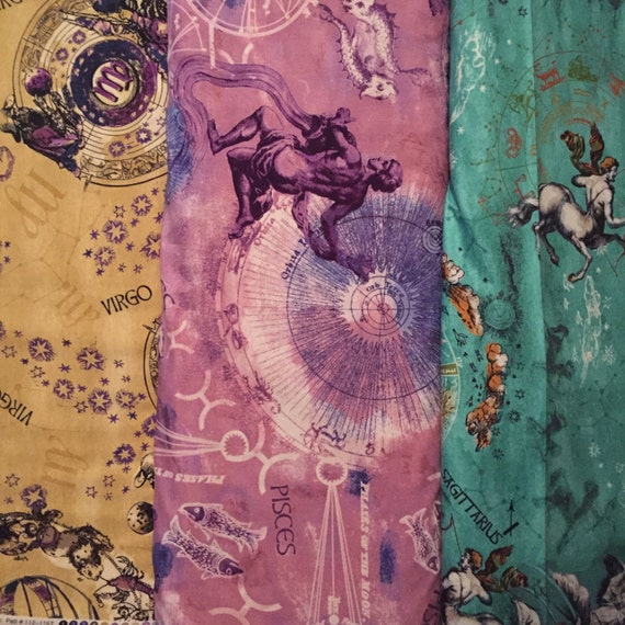 Set of 12 Zodiac Sign 100 cotton fabric each fabric by pmscrafts