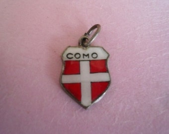 Vintage Travel Shield Sterling Silver Charm Enamel Charm Collectible Charm