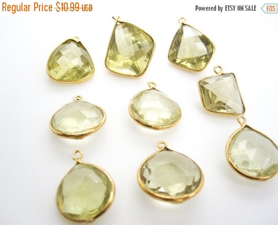 SALE Yellow Topaz Connectors Lemon Topaz Drop by loveofjewelry