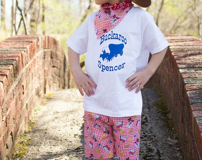 Little Cowboy Shorts Set - Toddler Boy Outfit - 4th of July - Personalized - Western - Baby - 3pc Set - Birthday - 6 m - 8 yrs