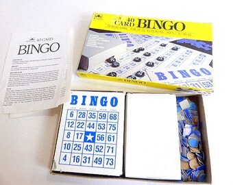 Vintage Golden Bingo Game with Bingo Cards, Bingo Call Numbers, Bingo Markers Bingo Ephemera Repurpose Bingo Pieces Repurpose Bingo Cards