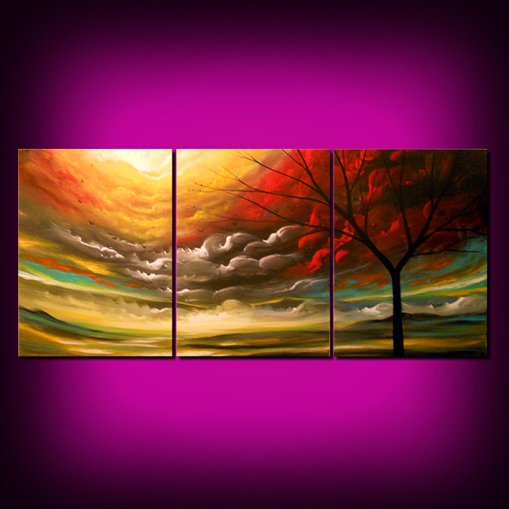 yellow wall art painting abstract landscape large by mattsart