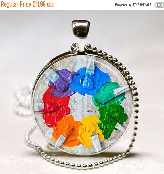 SaLe RAINBOW PAINT BRUSHES Charm Necklace Paint by jeanninesjewels