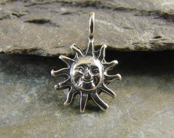 Sterling Silver Charms - Tiny Sterling Sun Charms - One Piece - cpprss