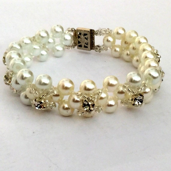 Elegant Pearl Bracelet With Sew-on Crystals by DIYJewelryMaking