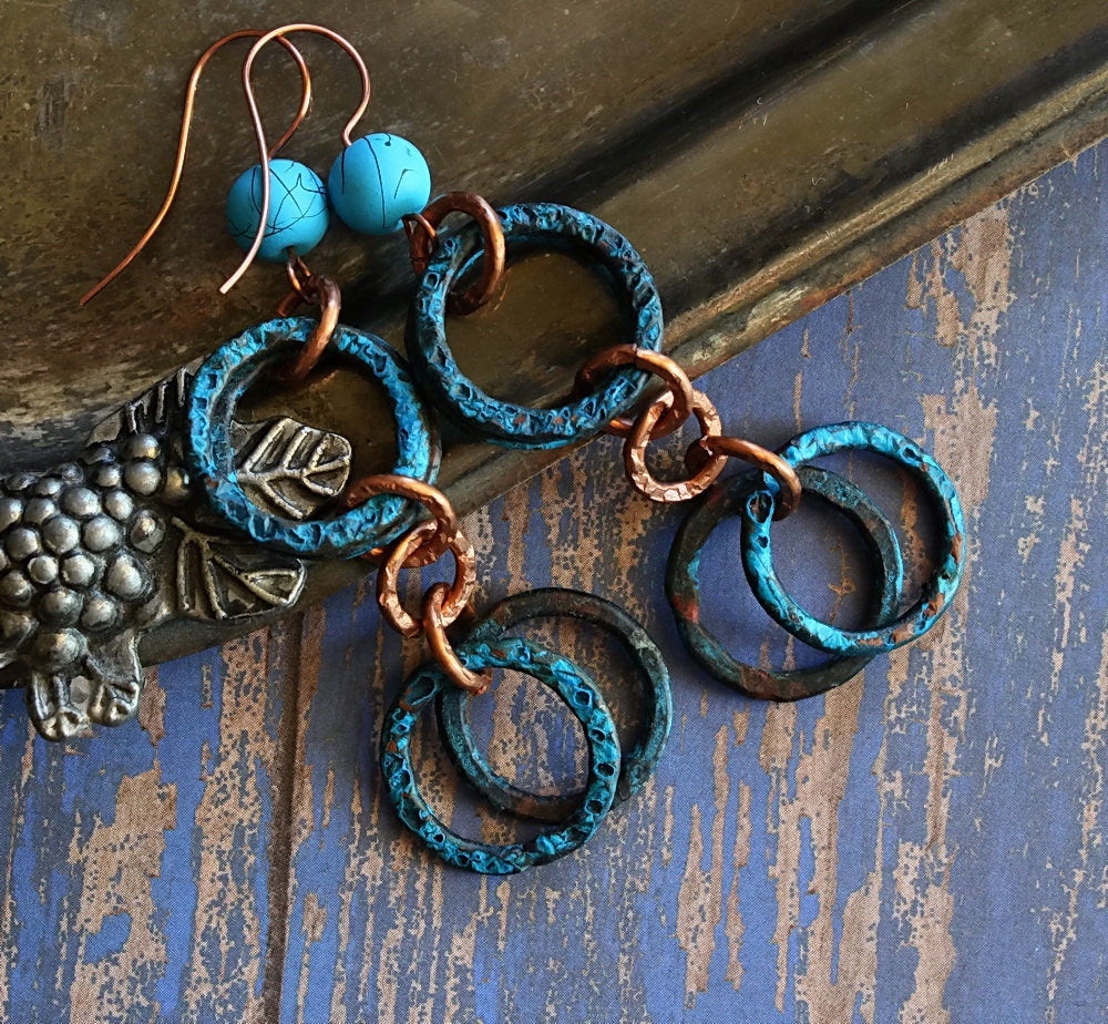 Boho Handmade Earrings Boho Earrings Blue Earrings Blue