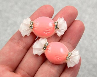 40mm Classy Candy Pink Resin Cabochons - 6 pc set
