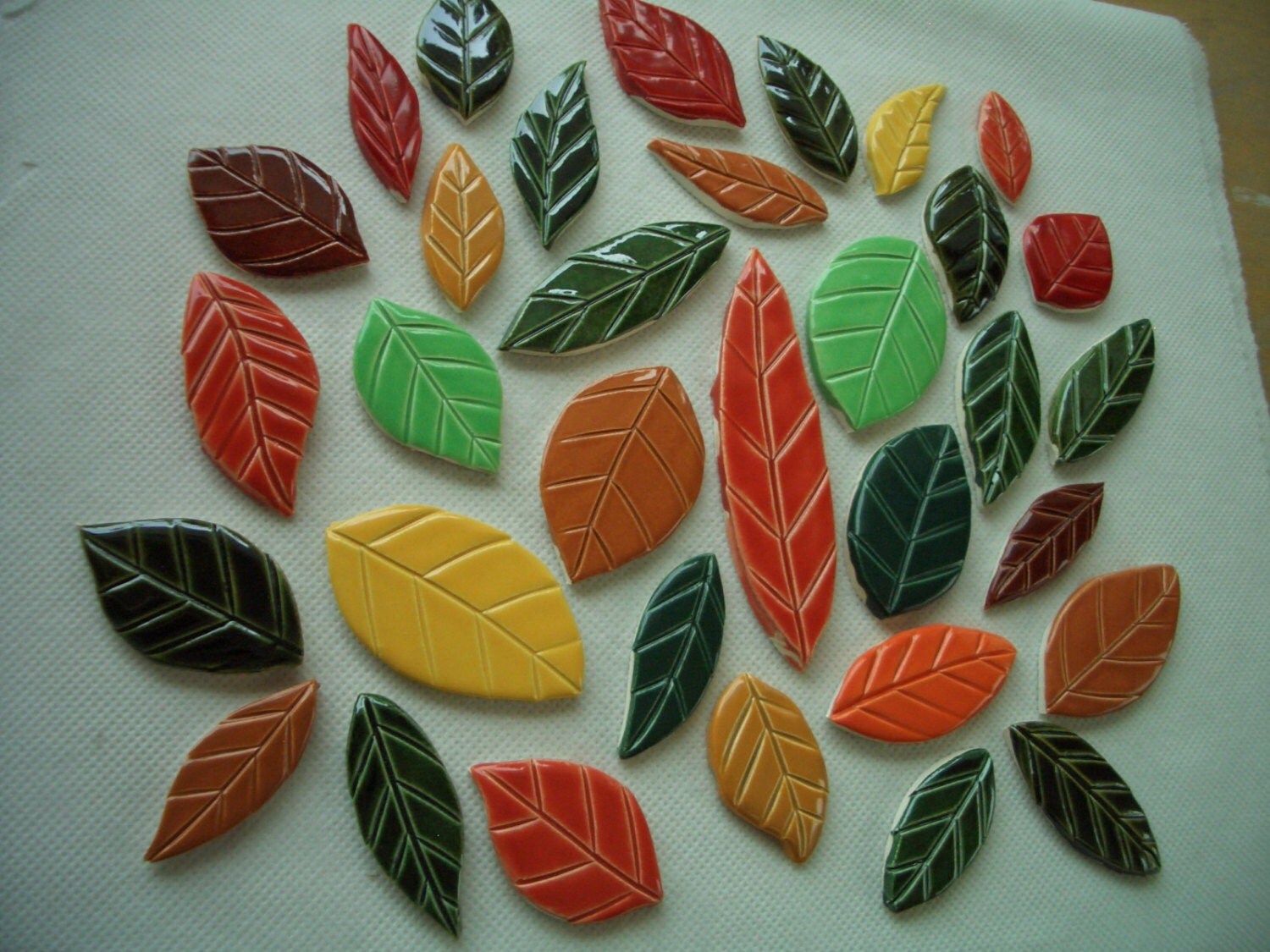 GBD33 33 pc Beautiful FALL LEAVES Set Ceramic Mosaic Tiles from