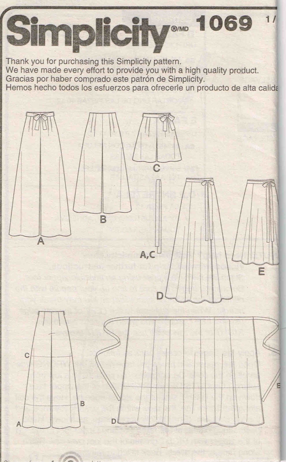 Palazzo Pants Wrap Maxi Skirt Shorts Sewing Pattern Simplicity