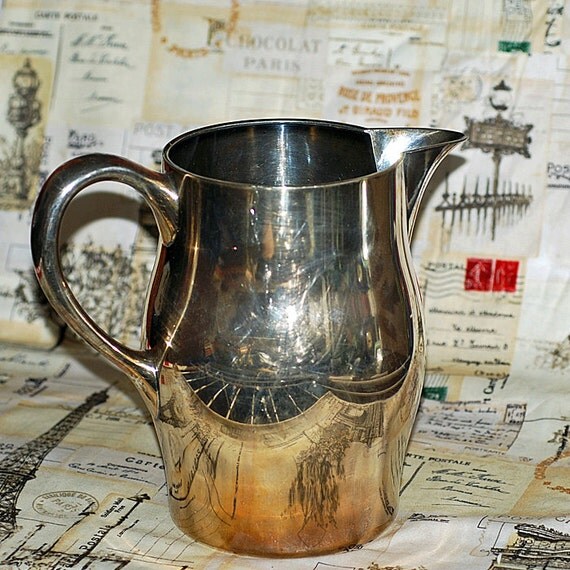 vintage metal water or milk pitcher industrial by CoolVintage