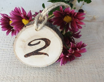 Ten Rustic Wedding Table Numbers, Wood Burned Table Numbers, Tree Slice Table Numbers