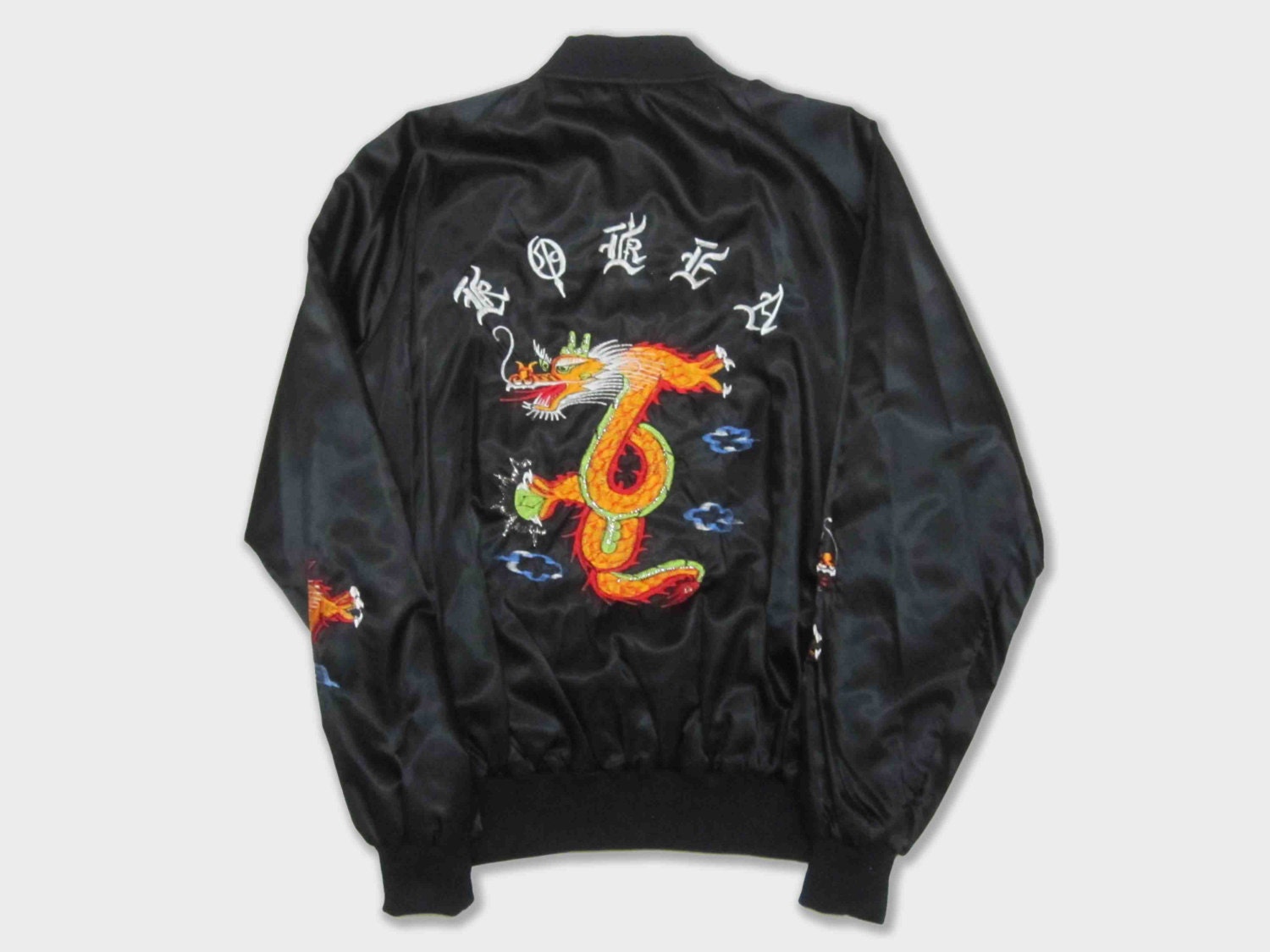 Vintage Korean Souvenir Jacket With Embroidered Dragons on